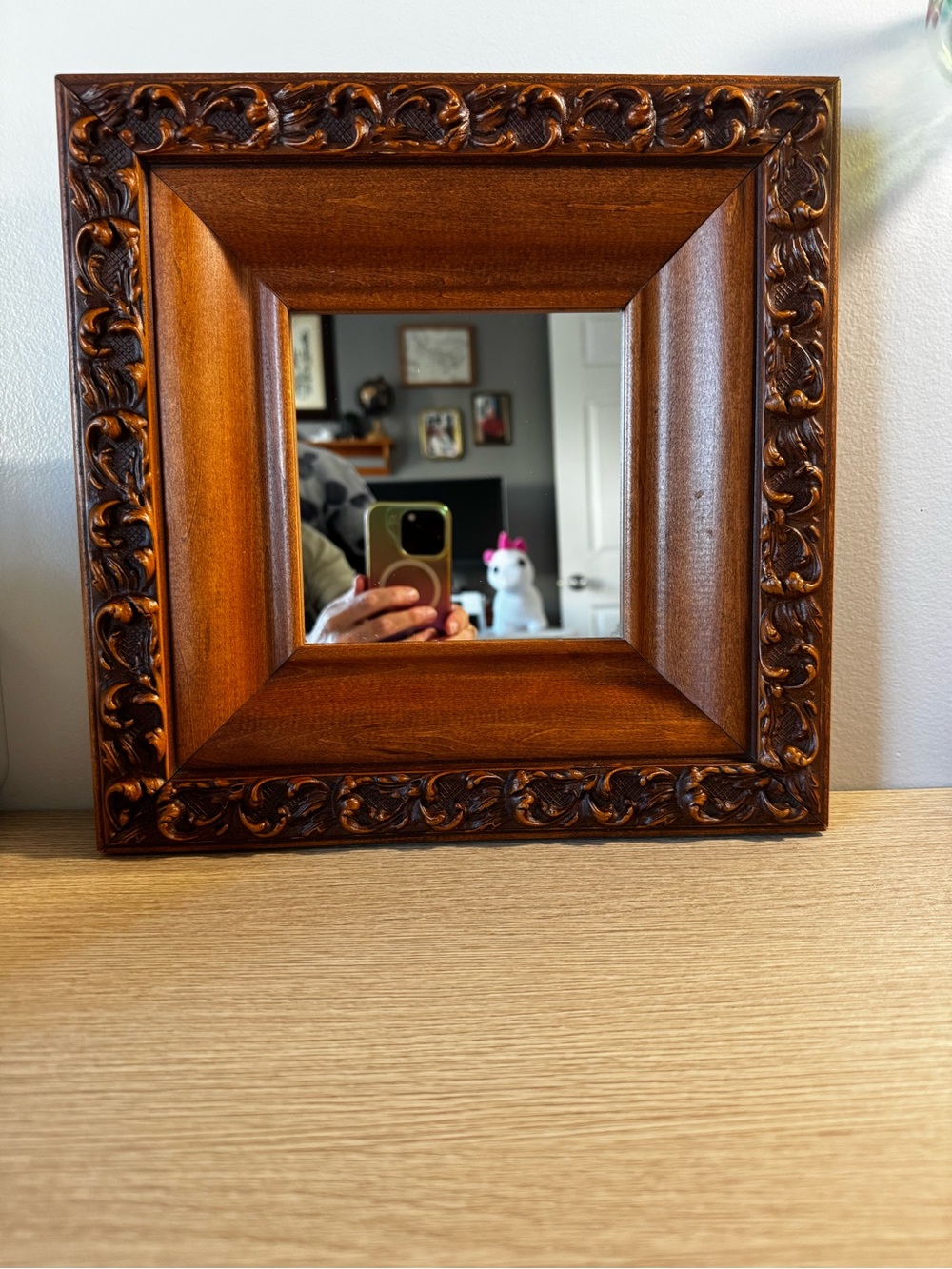 Classic Ornate Wood-Frame Mirror - Brown